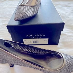 Silver mesh kitten heel-Adrianna Papell woman’s 8.5
